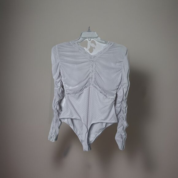 Free People Intimately Forever Young Bodysuit Lace Mesh Women's White Size Large - Picture 2 of 5
